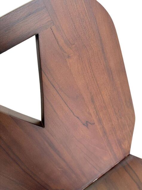 Brutalist retro chair in dark solid teak (several in stock!)
