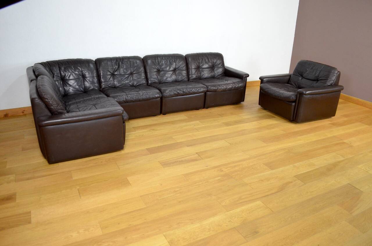 Modular vintage leather lounge from the 1970s/1980s
