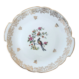 Porcelain cake dish bird of paradise