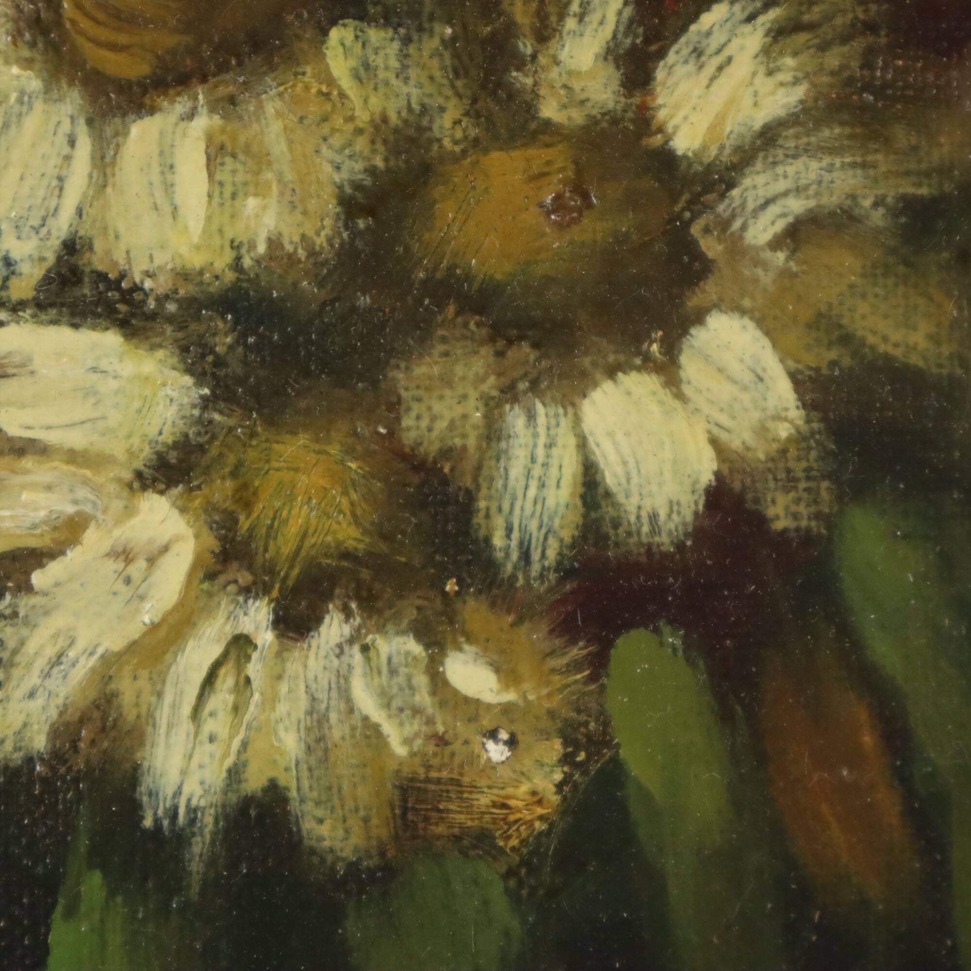 Flowers Still Life Painting Oil on Canvas Amateur Signed