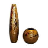 Paire de vases en or par Enrico Coveri, fabriqué en italie,  1970