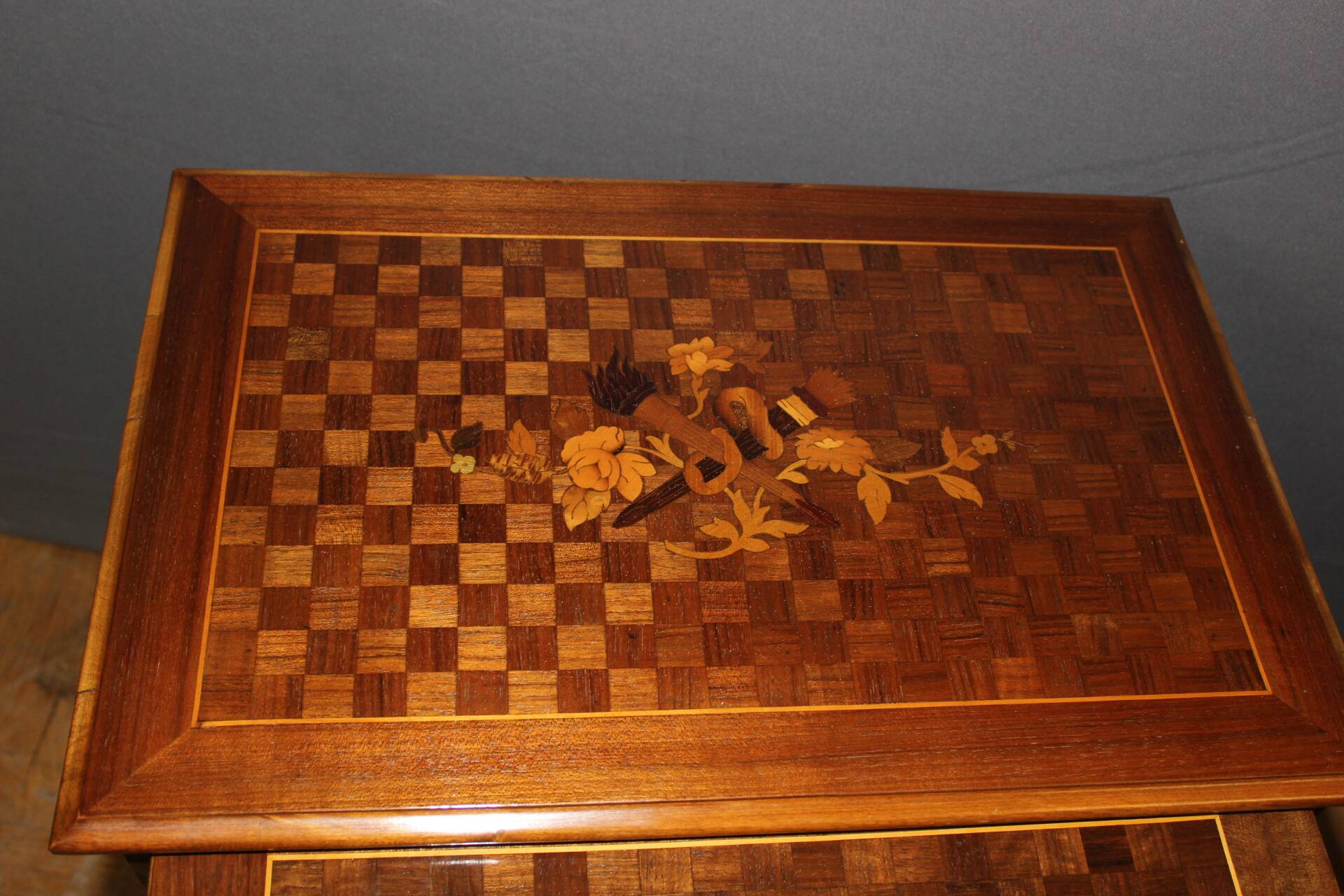 Set of Four Nesting Tables in Flower Marquetry circa 1900