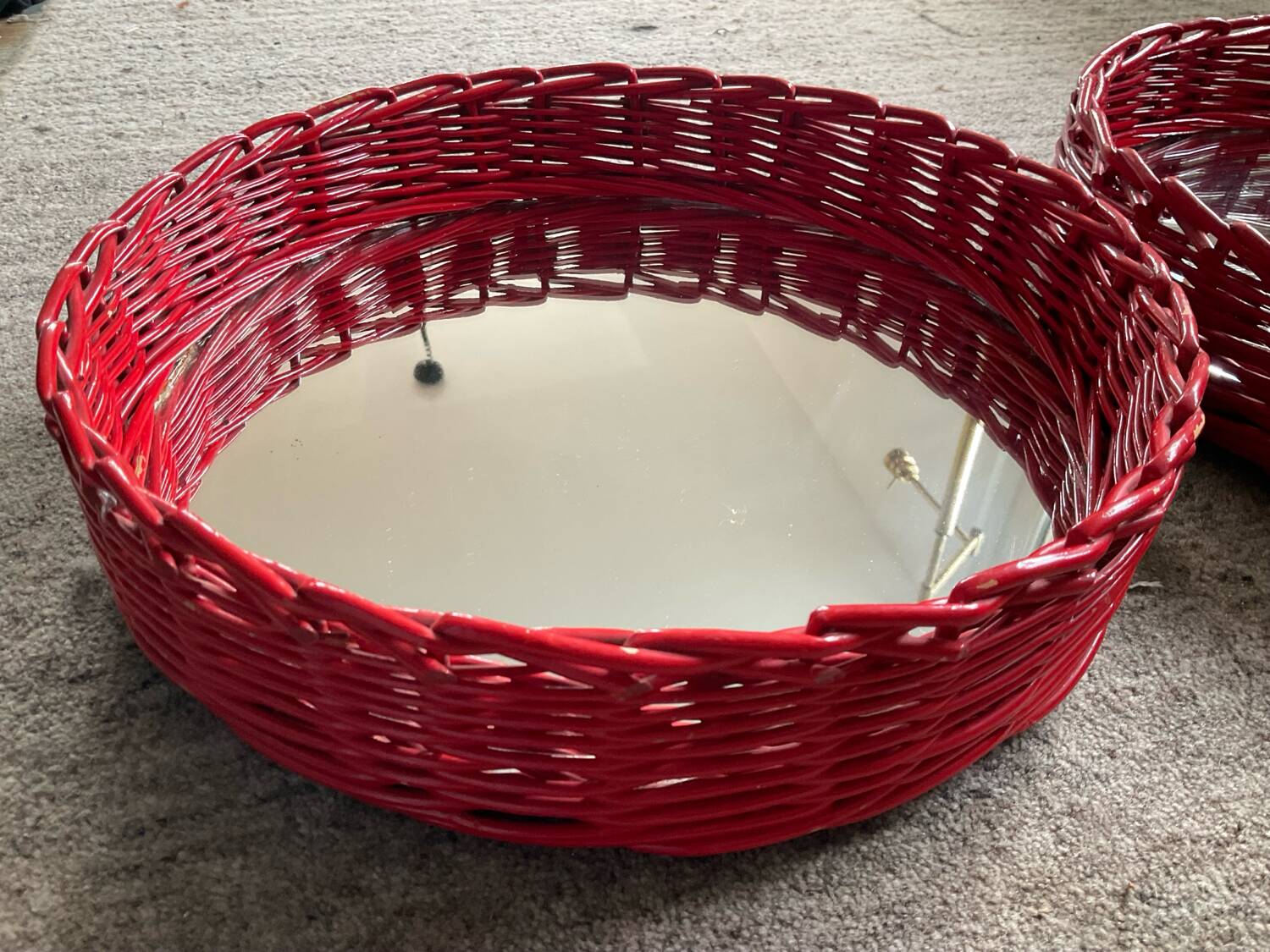 Pair of vintage rattan trays from the 1970s