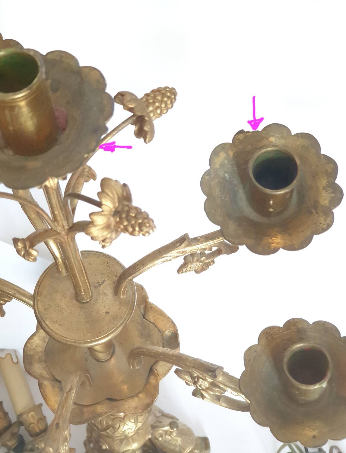 Pair of 19th century neo-Gothic bronze candelabras