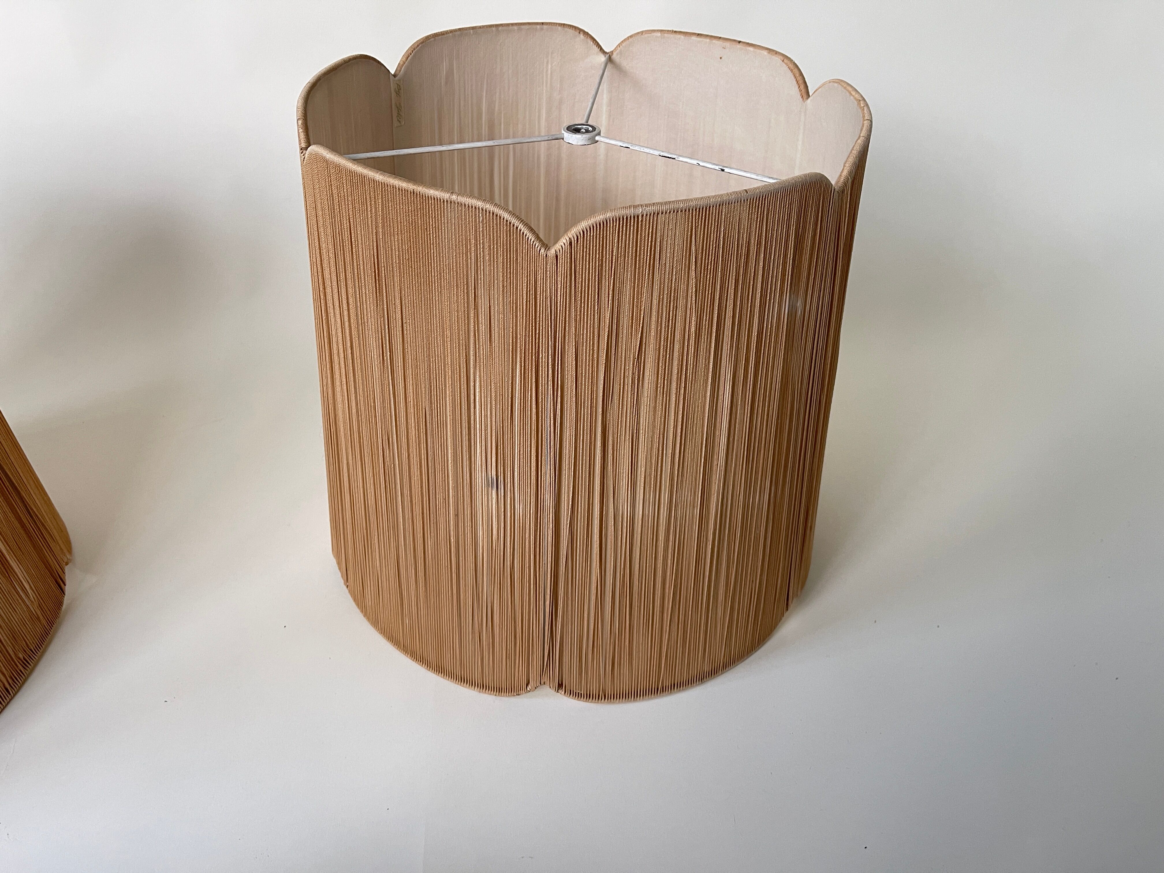 Pair of Mustard String Lampshades