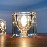 Vintage German glass cube table lamps TA 14 by Peill & Putzler, 1970s, set of 2.