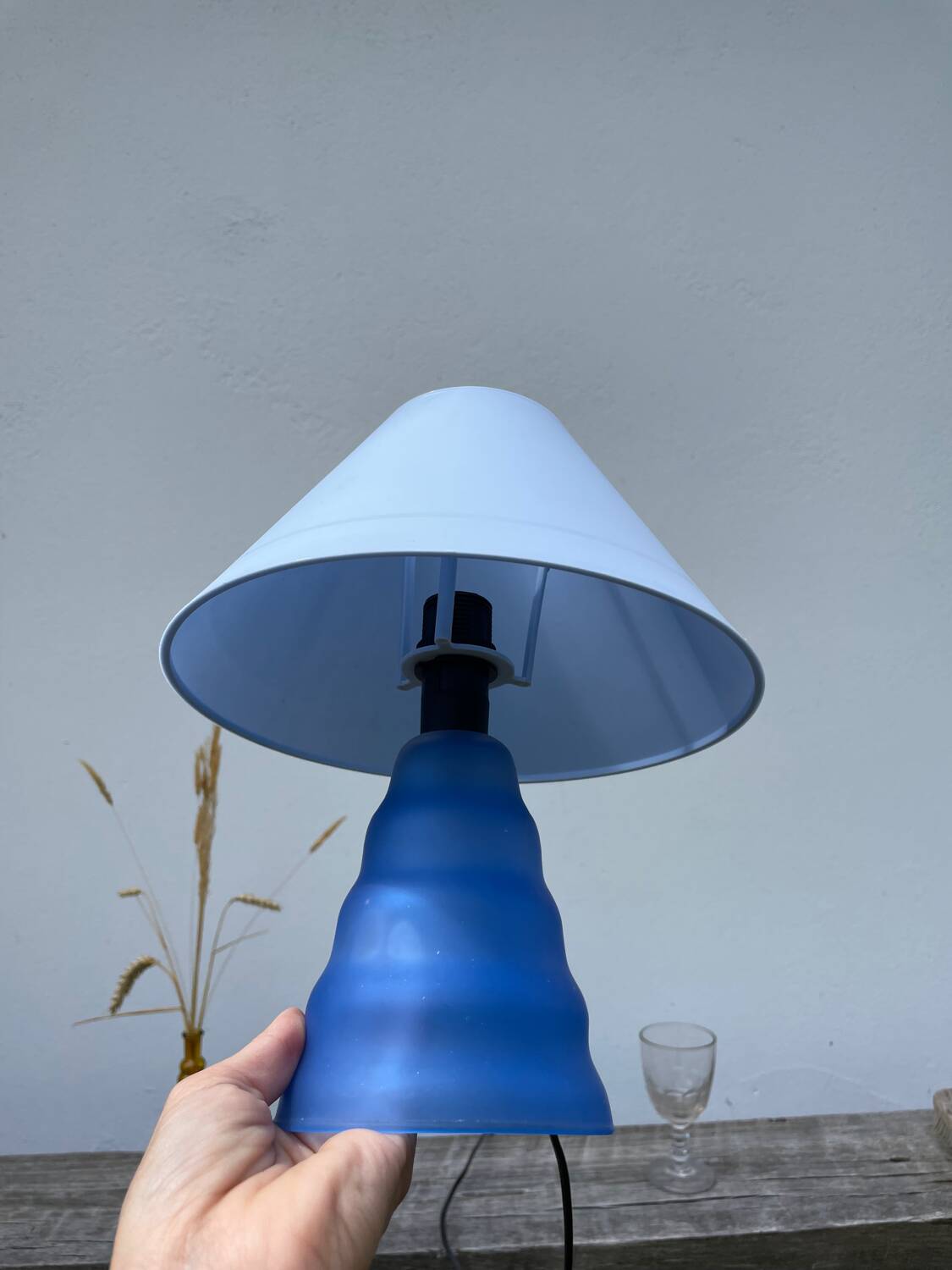 Blue glass lamp 1990