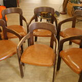 6 chairs design Bruno Rey, published by Dietiker and manufactured by the workshop "Stuhl aus Stein am Rhein