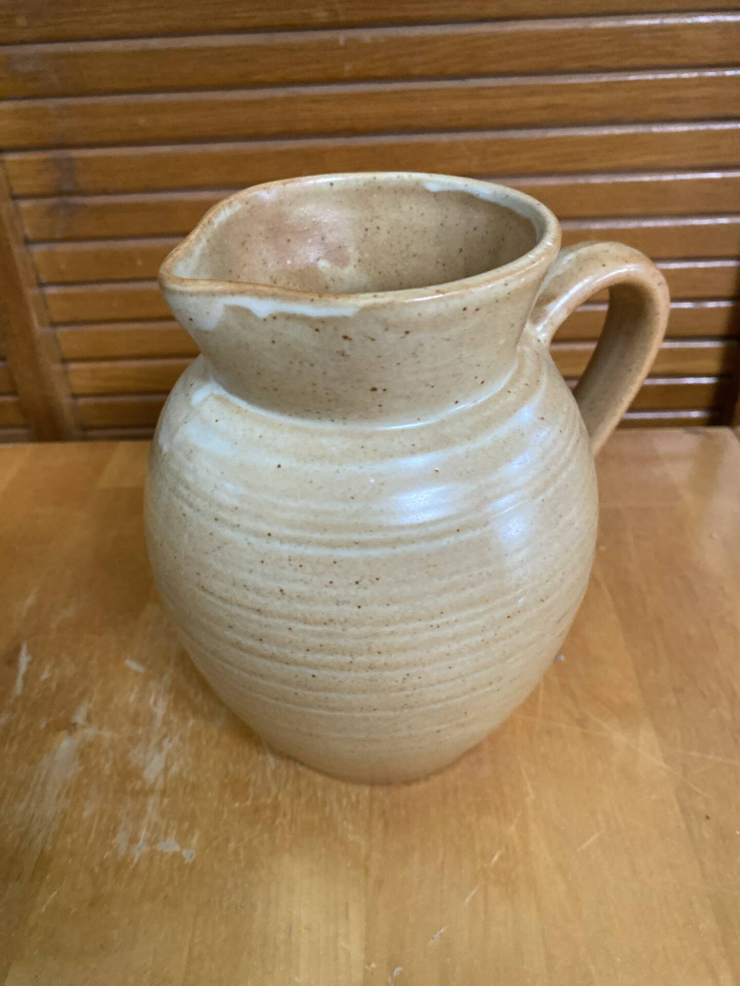 Old pichet gres village beige 1960s made in france vintage #e33