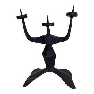 Shabbat candlestick by David Palombo in forged metal