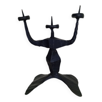 Shabbat candlestick by David Palombo in forged metal
