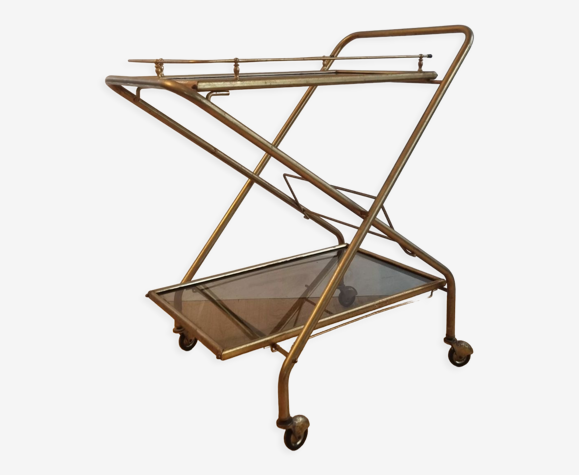 Desserte pliante dorée vintage