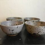 Teapot + 4 bowls in pyrite stoneware from Puisaye, Mr. Isambert Robert Deblander