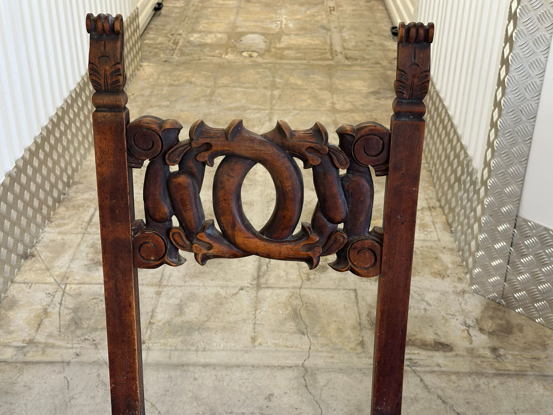 6 Alsatian chairs from the 19th century – carved wood – interlaced decoration