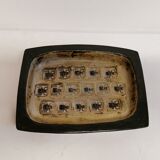 Square ashtray/stoneware bowl with sung glaze from royal copenhagen - designed by jørgen mogensen