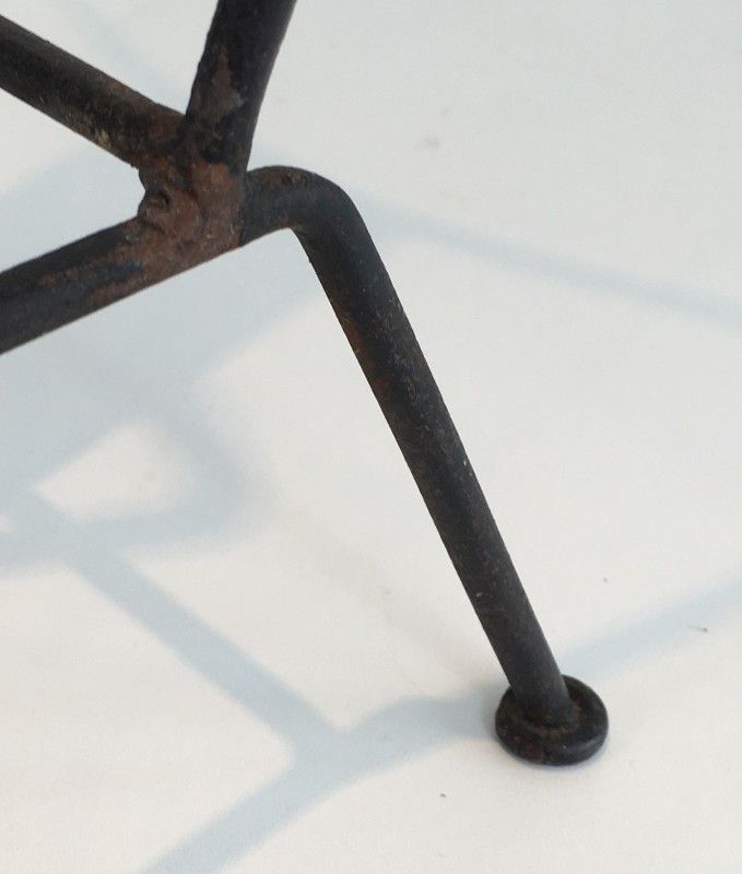 Black lacquered metal and brown leather magazine holders