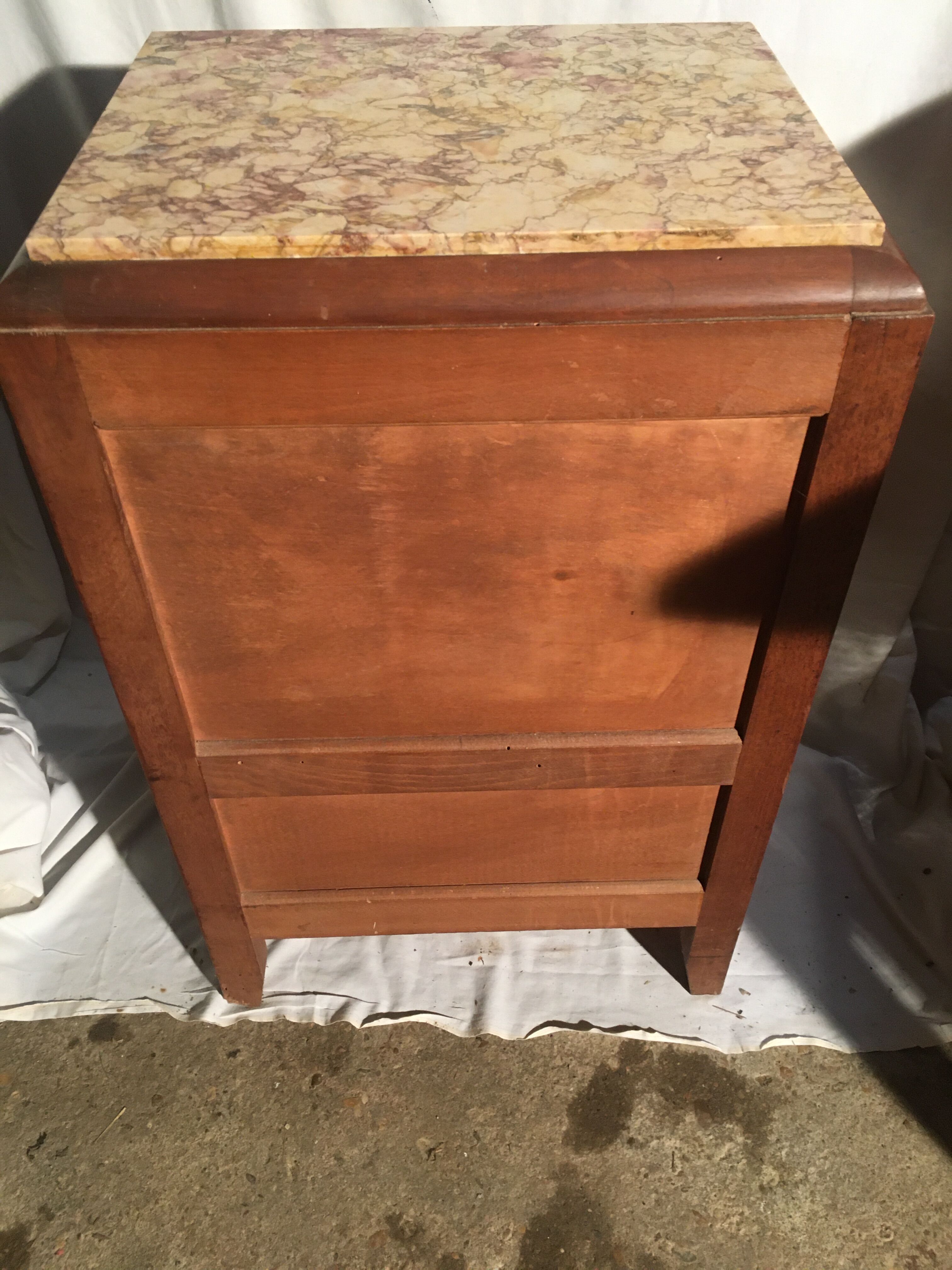 Beech bedside table on marble; 30/40s