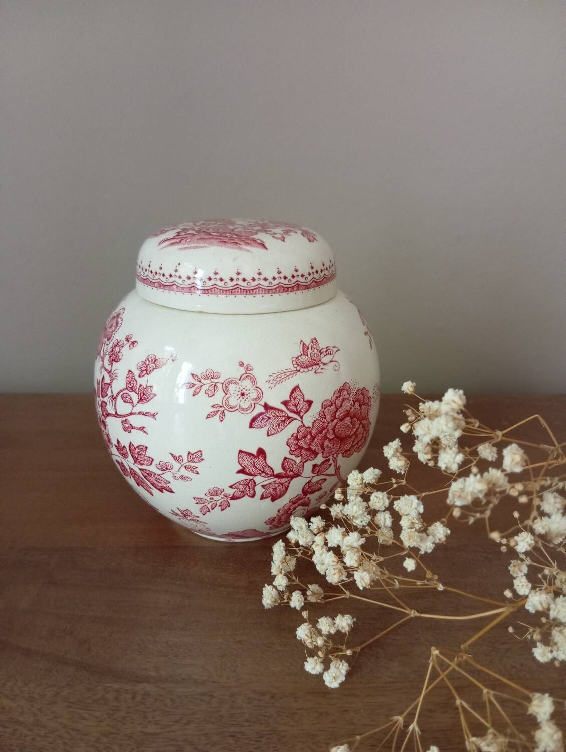 Antique lidded jar / candy box, Mason's factory, England