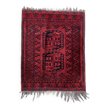 Handmade vintage Afghan Ersari rug 70cm x 89cm 1940s