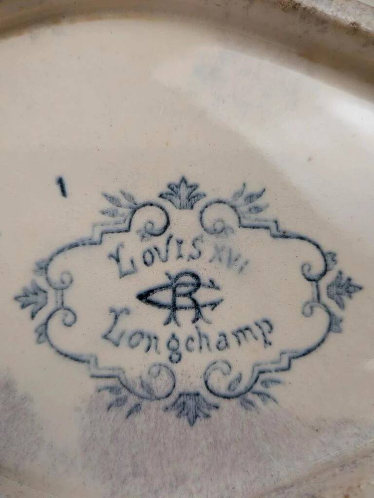 Ravier ironstone Longchamp model Louis XVI with old blue decoration.