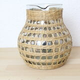 Wicker/rattan pitcher and glass
