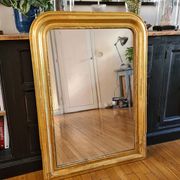 Old Louis Phillipe mercury mirror in gilded stucco with leaf