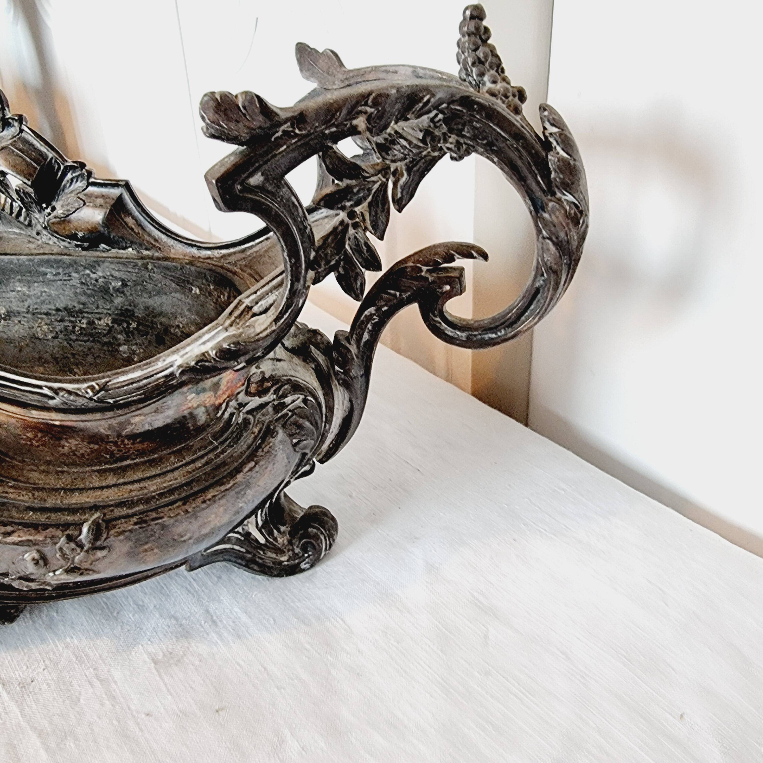 Late 19th century plated bronze planter, Louis XV style rocaille decoration