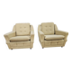 Pair of vintage 70's green fabric armchairs