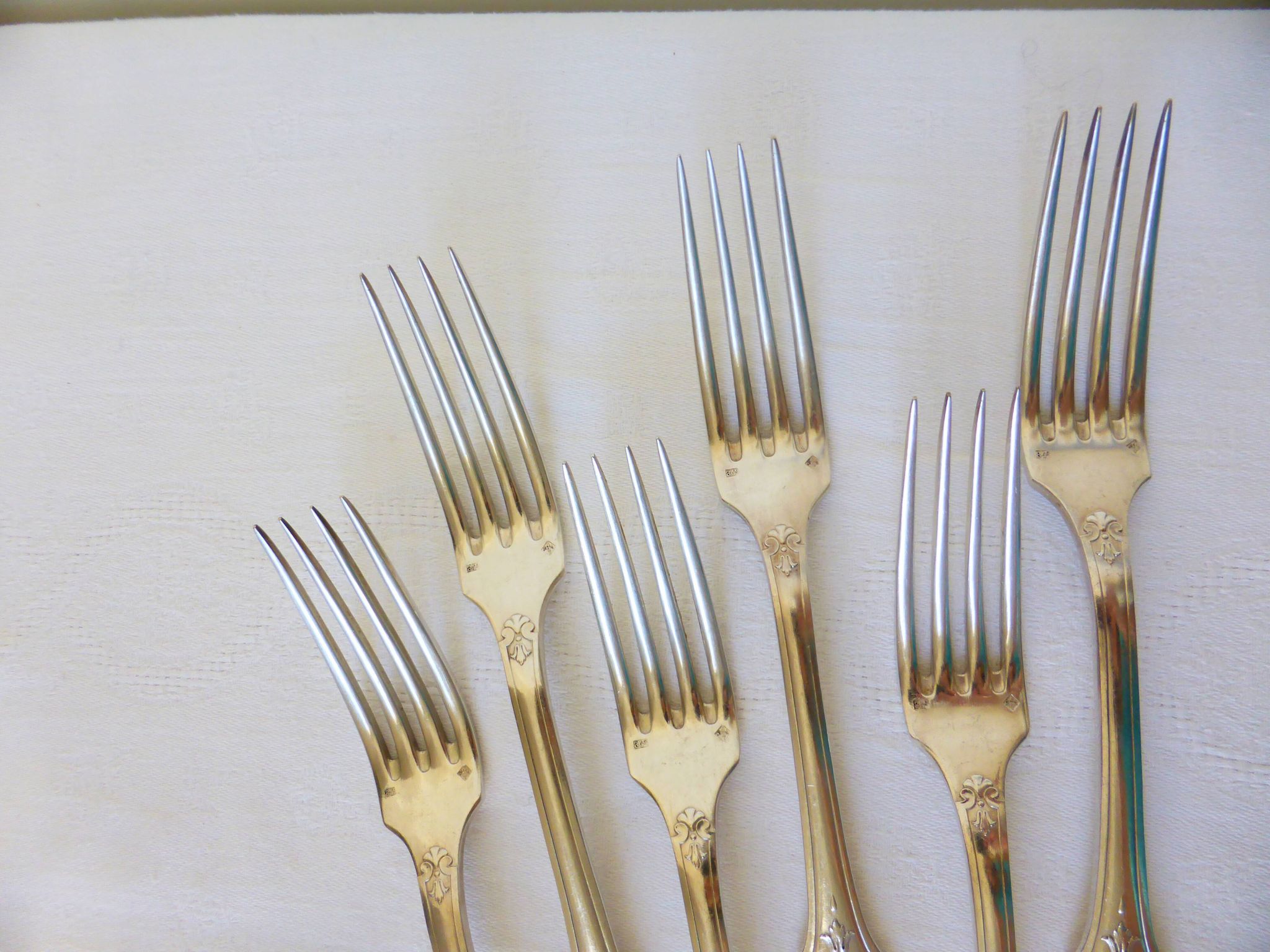 6 vintage silver metal forks punched 2106158