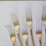 6 vintage silver metal forks punched 2106158