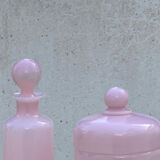 Two pink opaline bottles