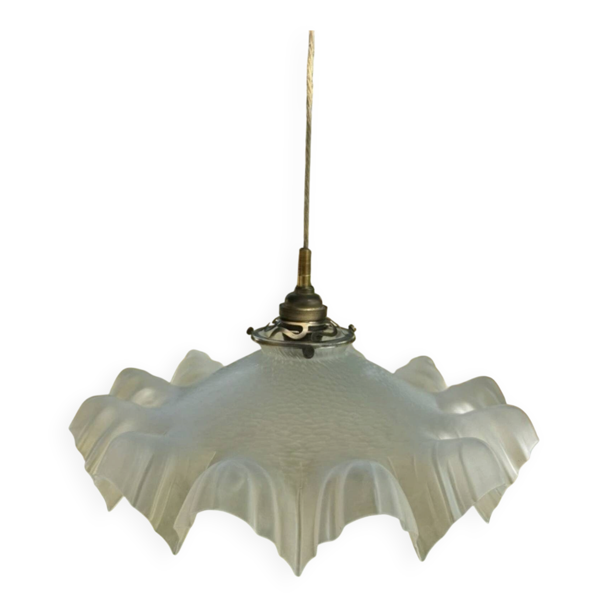 Vintage lampshade lace pleated transparent glass claw