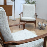 2 reupholstered Scandinavian armchairs