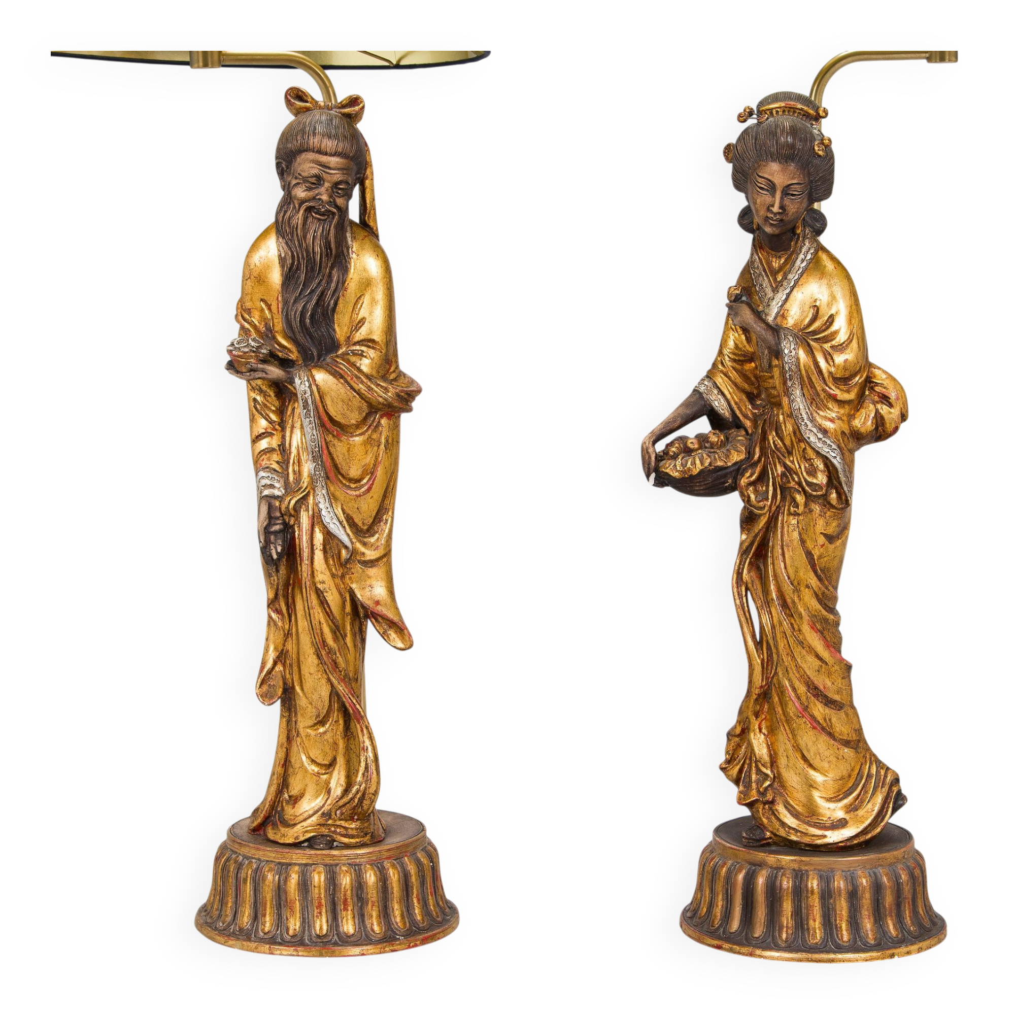 Pair of gold table lamps in the style of William Billy Haines, United States, 1950s.