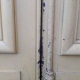 Porte d'entrée cintrée double en chêne, grilles et verre, XIXème