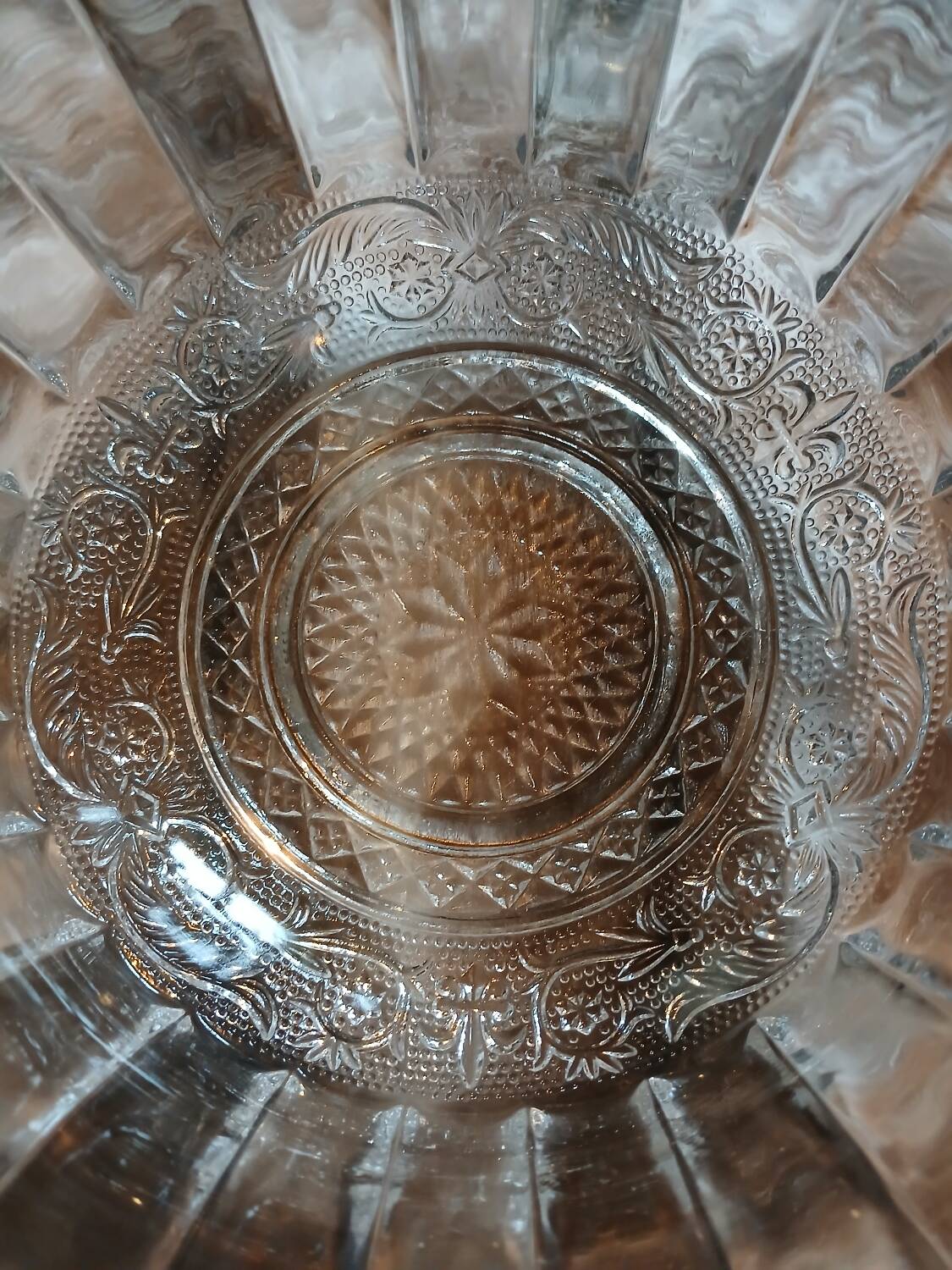 Antique cut glass salad bowl