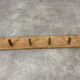 Brutalist wall coat rack in pine, 4 hooks