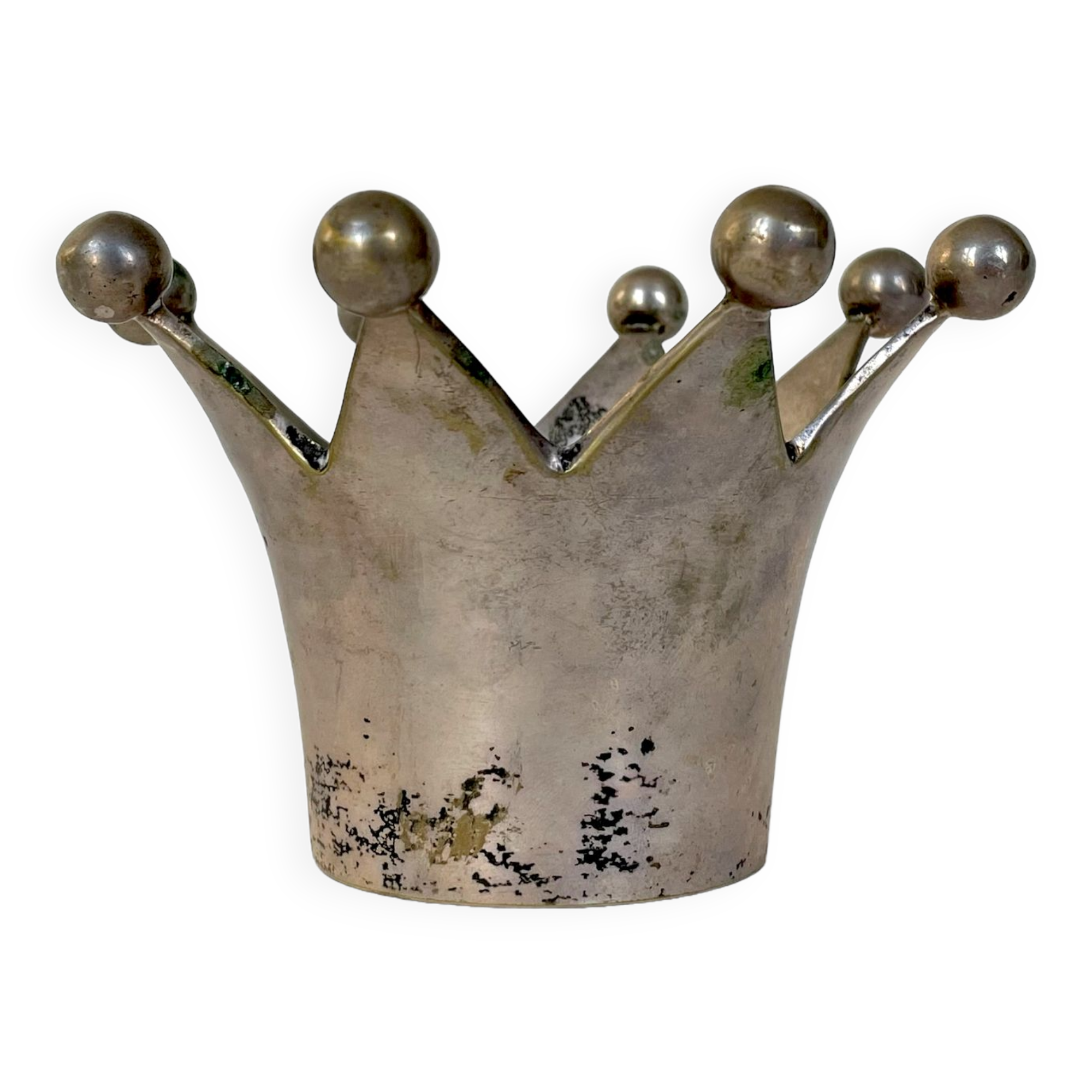 Bougeoir vintage en métal argenté couronne, 1930 1940