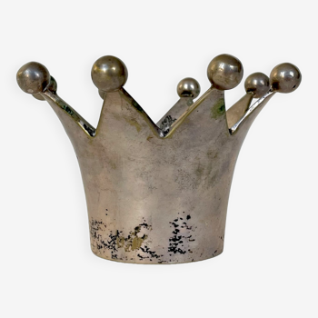 Bougeoir vintage en métal argenté couronne, 1930 1940