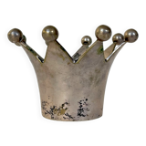 Vintage silver metal candle holder crown, 1930 1940