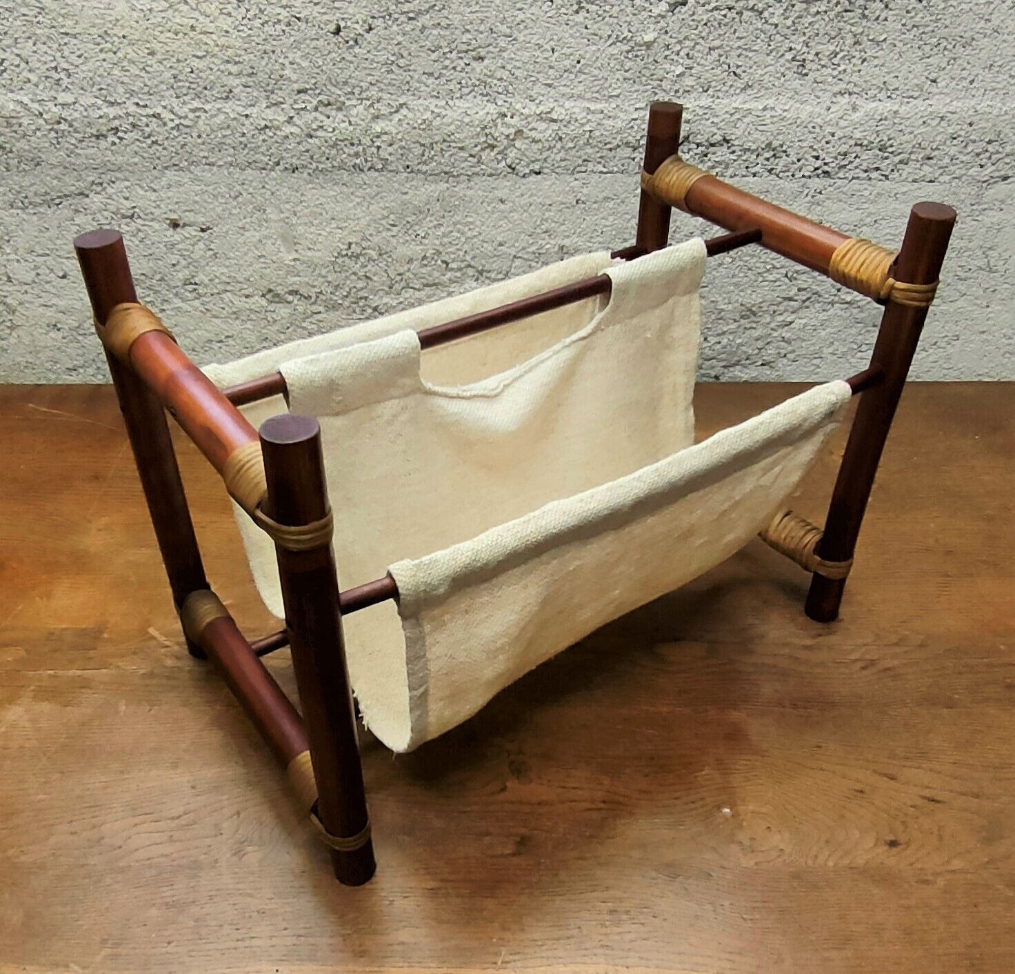 Vintage magazine holders 70's ~ rattan, burlap and wicker ~ France