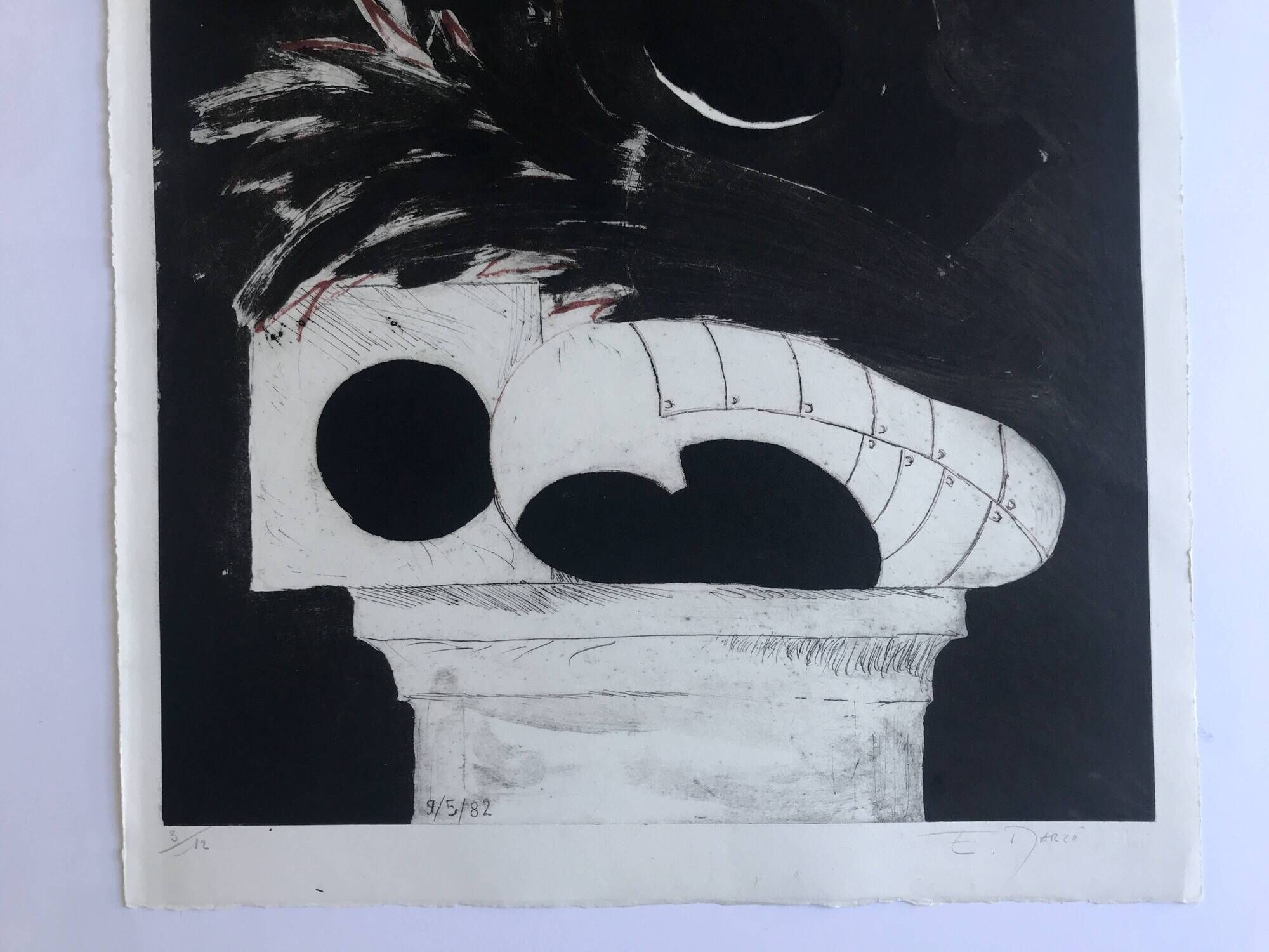 Emile marzé, untitled, 1982. original engraving signed in pencil.