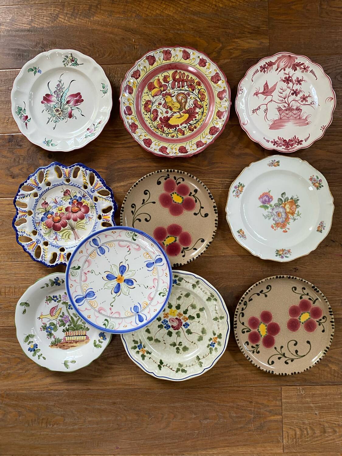 Mismatched antique plates