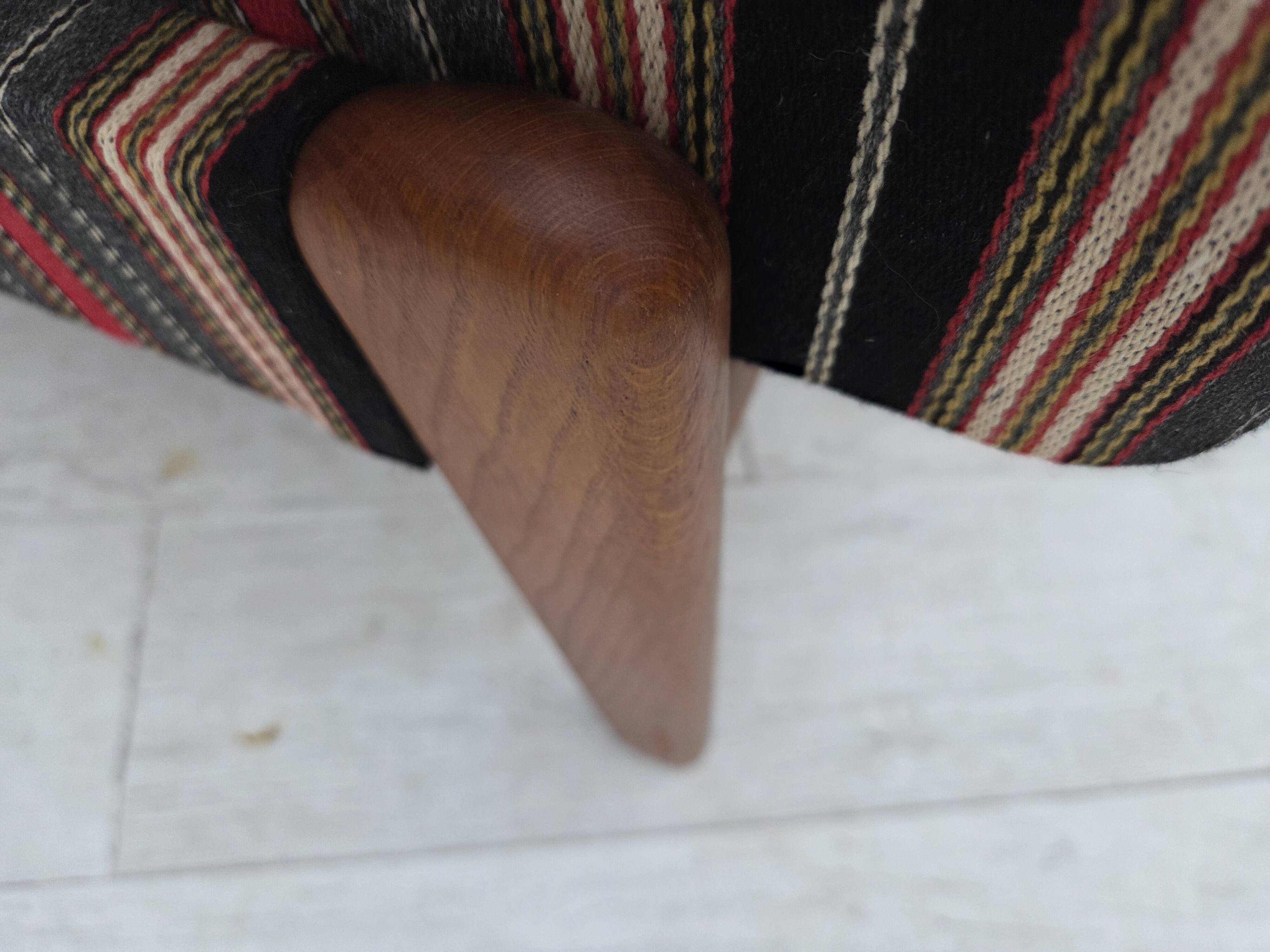 1960s, Swedish armchair, furniture wool fabric, oak wood, teak wood.