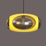 Rare suspension OVNI en forme d'œil d'insecte de l'ère spatiale Belgique massive couleur jaune