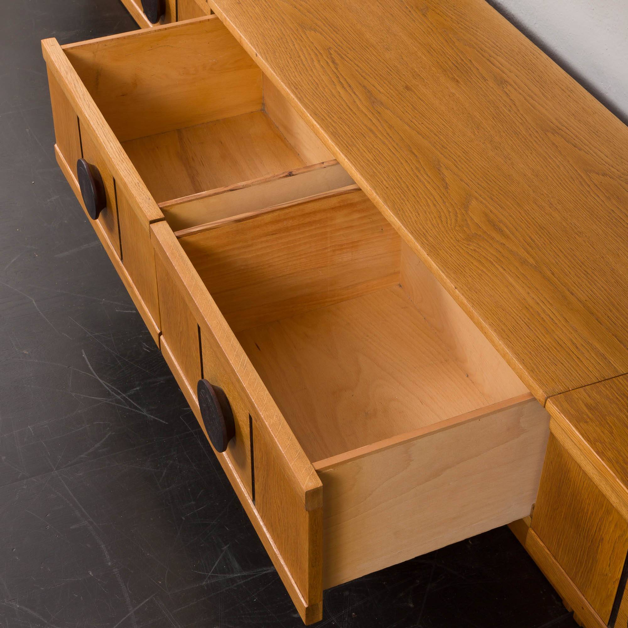 Scandinavian mid century oak wall unit with backlit, Denmark 1970s
