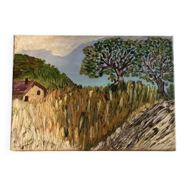 Tableau huile Paysage de la Drôme Provençale