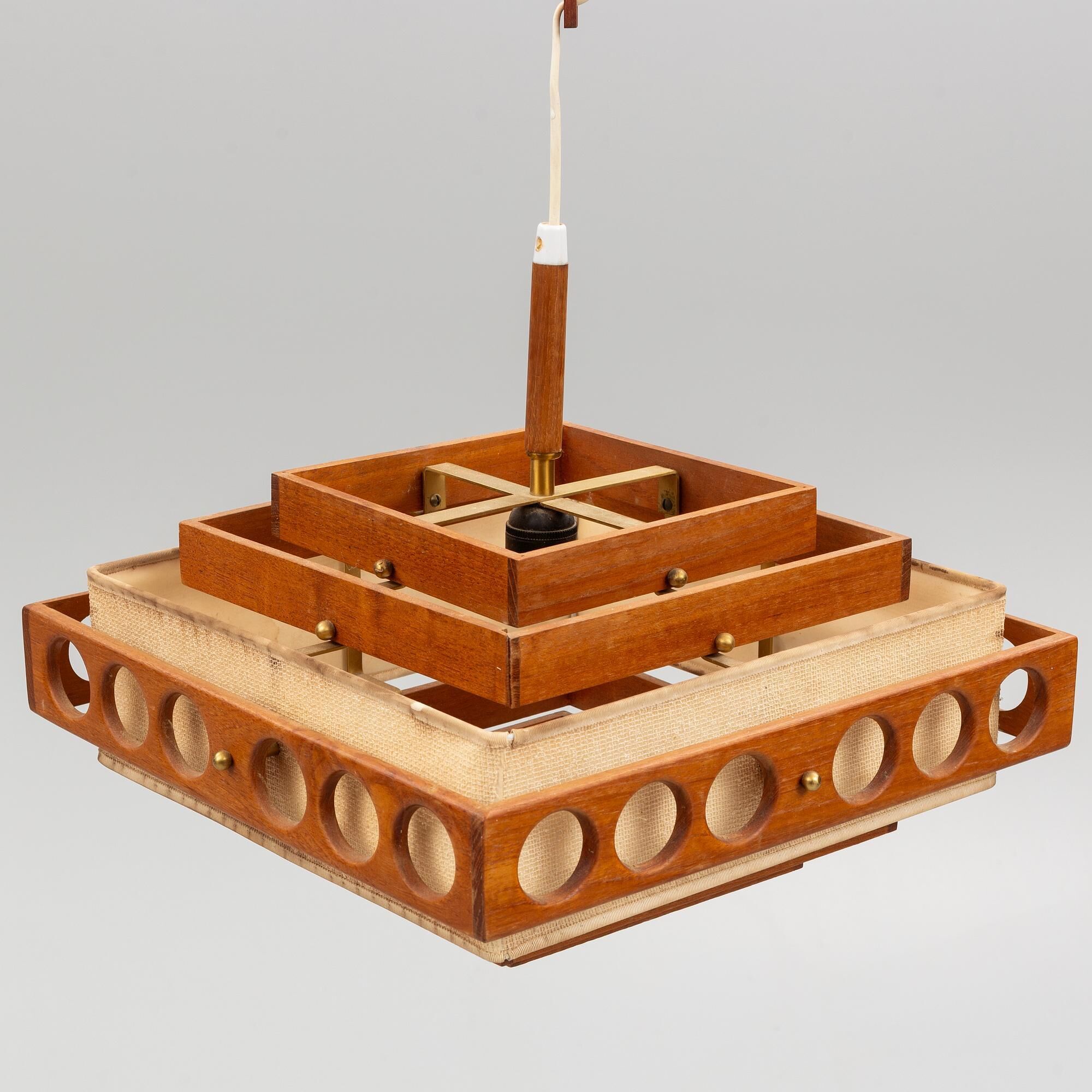 Teak chandelier Anonymous Artistics Sweden 1960