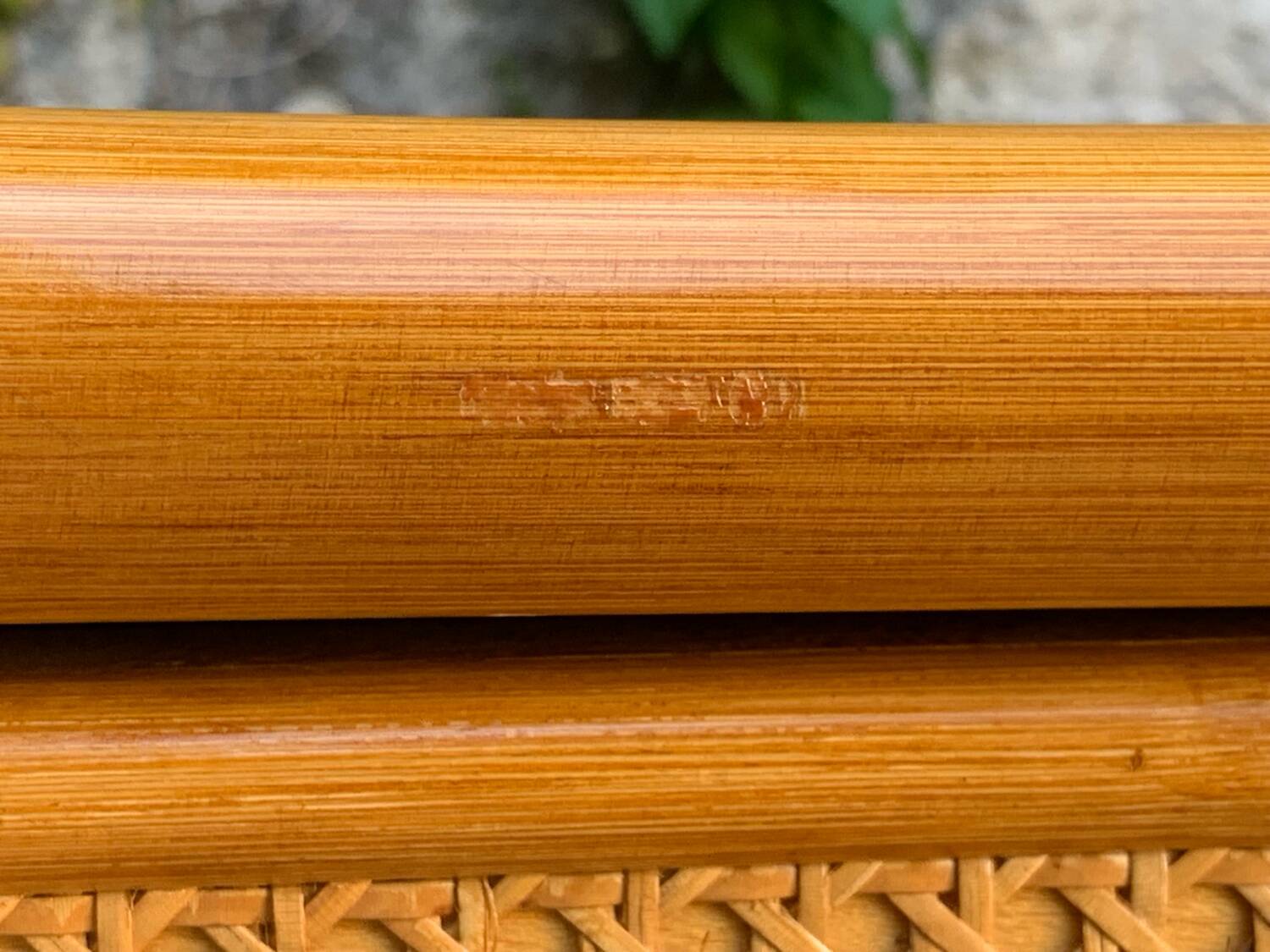 Chest of drawers and bedside table in rattan cane and oak, vintage 1970s