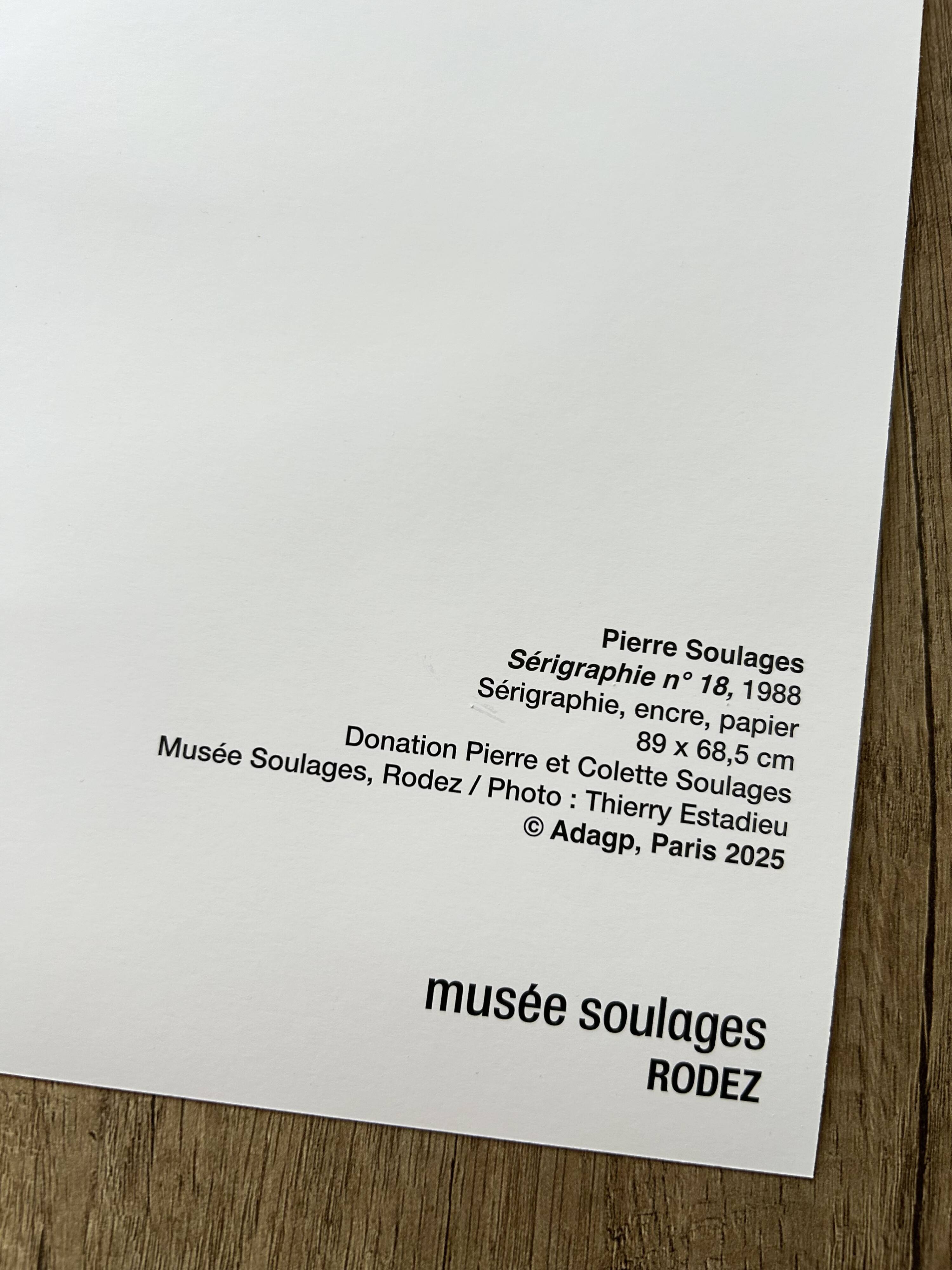 Pierre Soulages - Superbe Affiche d'après Sérigraphie 18 - 1988